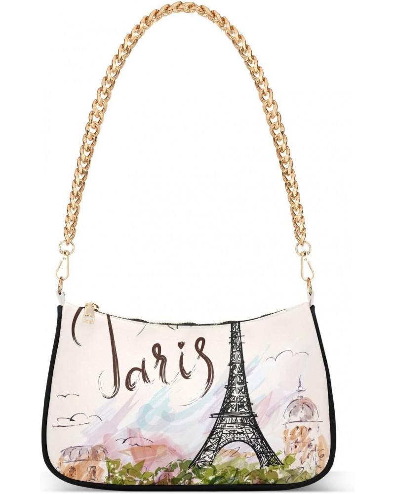 Eiffel Tower Shoulder Bag for Women Hobo Bags Small Chain Shoulder Bags Clutch Handbag Tote Crossbody Bag Purse with Zipper $...