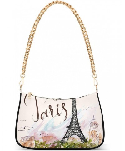 Eiffel Tower Shoulder Bag for Women Hobo Bags Small Chain Shoulder Bags Clutch Handbag Tote Crossbody Bag Purse with Zipper $...