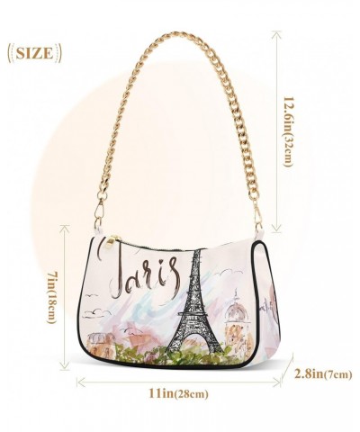 Eiffel Tower Shoulder Bag for Women Hobo Bags Small Chain Shoulder Bags Clutch Handbag Tote Crossbody Bag Purse with Zipper $...