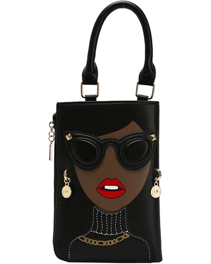 Women Novelty Lady Face Purse Satchel Bags Funky Personalized Tote Handbags Crossbody Shoulder Bags Black $11.95 Totes