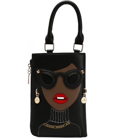 Women Novelty Lady Face Purse Satchel Bags Funky Personalized Tote Handbags Crossbody Shoulder Bags Black $11.95 Totes