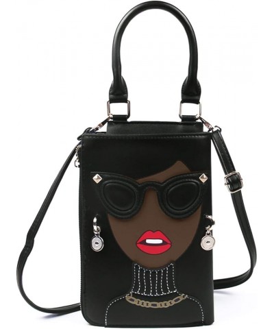 Women Novelty Lady Face Purse Satchel Bags Funky Personalized Tote Handbags Crossbody Shoulder Bags Black $11.95 Totes