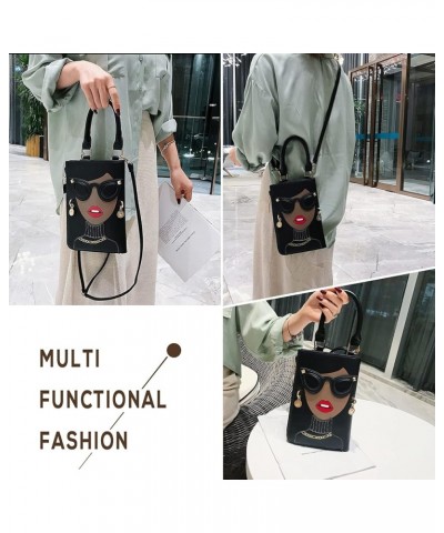 Women Novelty Lady Face Purse Satchel Bags Funky Personalized Tote Handbags Crossbody Shoulder Bags Black $11.95 Totes