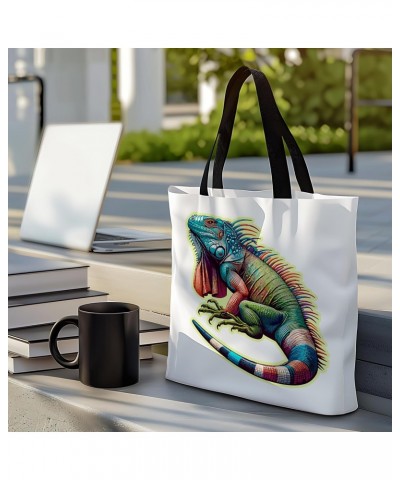 Iguana Tote Bag for Women Men Casual Tote Bag Cloth Canvas Shopping Bags with Handles Cute Bags Everyday Use 16" x 16" Aesthe...