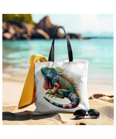 Iguana Tote Bag for Women Men Casual Tote Bag Cloth Canvas Shopping Bags with Handles Cute Bags Everyday Use 16" x 16" Aesthe...