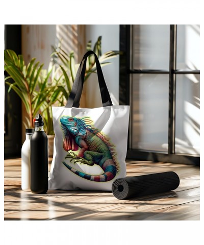 Iguana Tote Bag for Women Men Casual Tote Bag Cloth Canvas Shopping Bags with Handles Cute Bags Everyday Use 16" x 16" Aesthe...