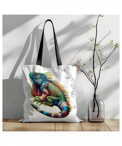 Iguana Tote Bag for Women Men Casual Tote Bag Cloth Canvas Shopping Bags with Handles Cute Bags Everyday Use 16" x 16" Aesthe...