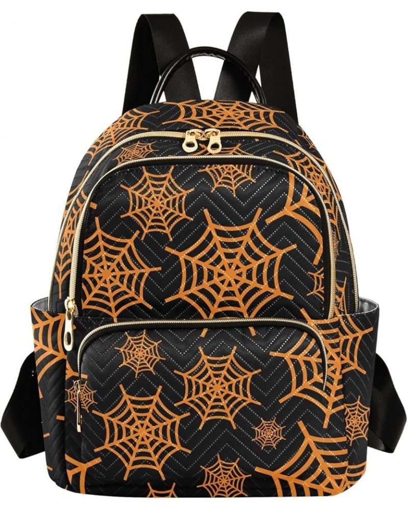 Orange Halloween Cobweb Women Backpack Purse Shoulder Bag Color Medium $13.53 Backpacks