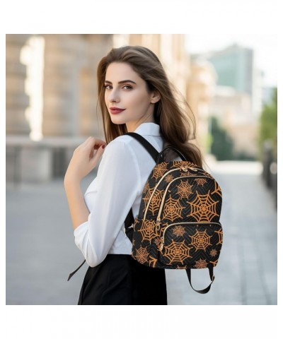 Orange Halloween Cobweb Women Backpack Purse Shoulder Bag Color Medium $13.53 Backpacks