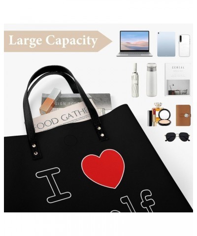 I Love Myself PU Leather Tote Bag Top Handle Satchel Handbags Shoulder Bags for Women Men $18.25 Handbags