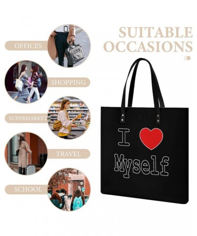 I Love Myself PU Leather Tote Bag Top Handle Satchel Handbags Shoulder Bags for Women Men $18.25 Handbags