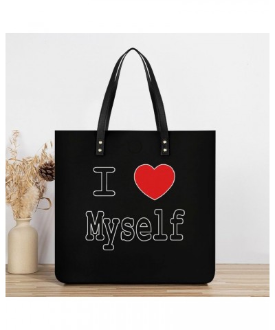 I Love Myself PU Leather Tote Bag Top Handle Satchel Handbags Shoulder Bags for Women Men $18.25 Handbags