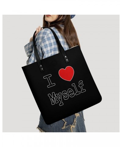 I Love Myself PU Leather Tote Bag Top Handle Satchel Handbags Shoulder Bags for Women Men $18.25 Handbags