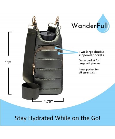 Crossbody HydroBag | Quilted Water Bottle Carrier & Strap | Stylish Puffer Tote for Water Bottle Army Green $34.56 Crossbody ...