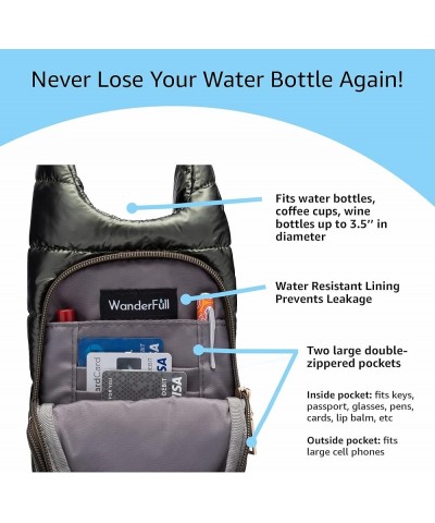 Crossbody HydroBag | Quilted Water Bottle Carrier & Strap | Stylish Puffer Tote for Water Bottle Army Green $34.56 Crossbody ...