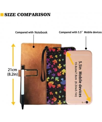 Colorful Mushroom Black Women's Wallet Leather Clutch Ladies Travel Purse Zipped Large Multi Card Organizer with Wristlet Mus...