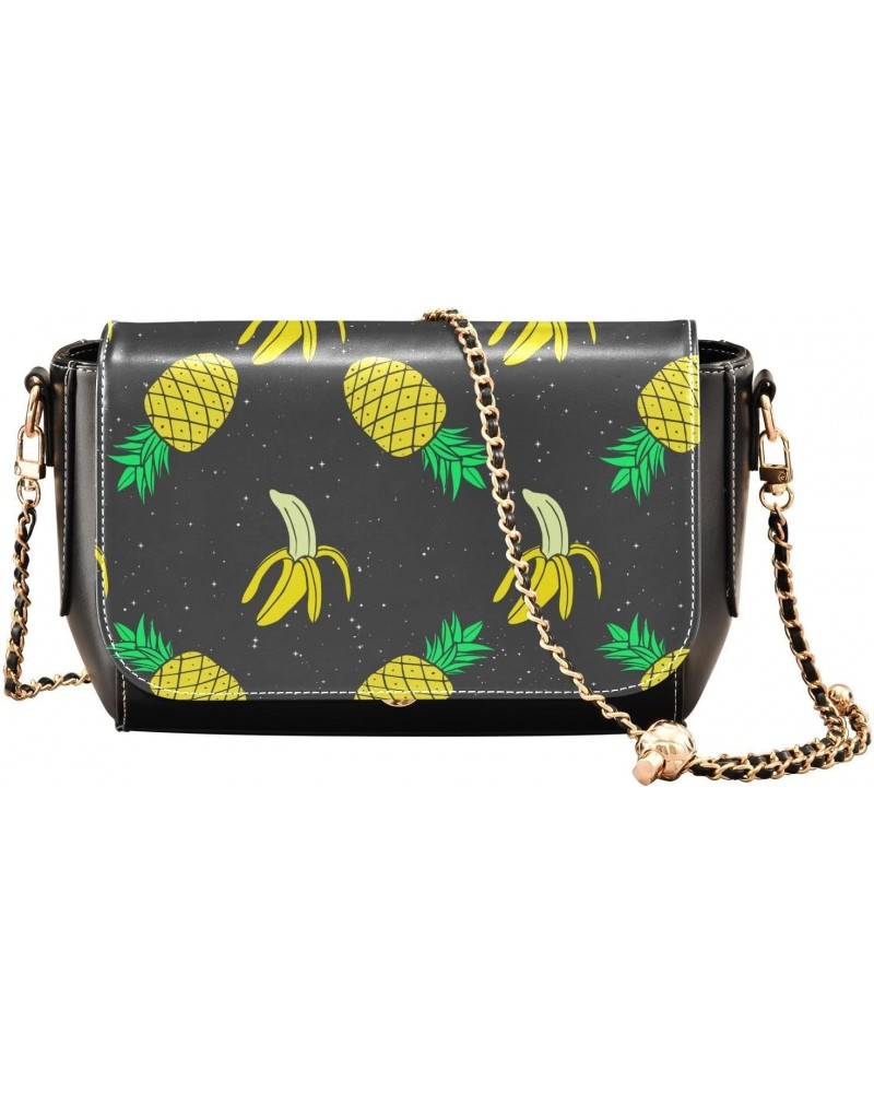 Bananas Pineapples Crossbody Bags for Women Leather Purse Shoulder Bag Handbag for Gifts Daily Work $19.20 Shoulder Bags