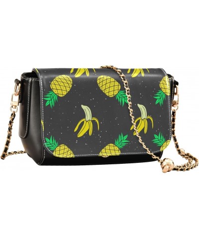 Bananas Pineapples Crossbody Bags for Women Leather Purse Shoulder Bag Handbag for Gifts Daily Work $19.20 Shoulder Bags