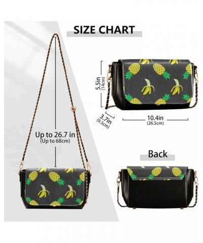 Bananas Pineapples Crossbody Bags for Women Leather Purse Shoulder Bag Handbag for Gifts Daily Work $19.20 Shoulder Bags