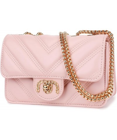 Crossbody Bags for Women, Quilted Shoulder Bag Purse, Gold Chain Crossbody Bag Purses for Women, H2117 Pink C $20.25 Shoulder...