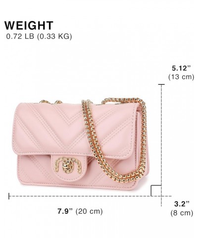 Crossbody Bags for Women, Quilted Shoulder Bag Purse, Gold Chain Crossbody Bag Purses for Women, H2117 Pink C $20.25 Shoulder...