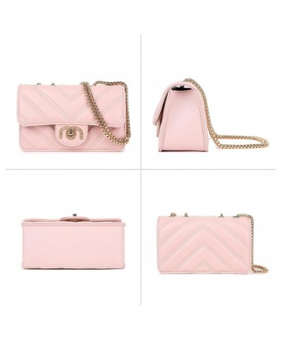 Crossbody Bags for Women, Quilted Shoulder Bag Purse, Gold Chain Crossbody Bag Purses for Women, H2117 Pink C $20.25 Shoulder...