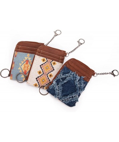 Wrangler Card Wallet for Women Boho Aztec Credit Card Holder with Zipper Pocket Aztec-Angel Denim Jean $13.24 Wallets