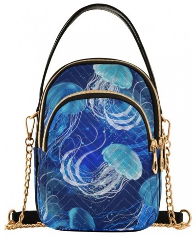 Marine Cell Phone Purse Underwater Jellyfish Crossbody Handbag Durable Shoulder Bag Sturdy Travel Pouch Compact Chic Bag for ...