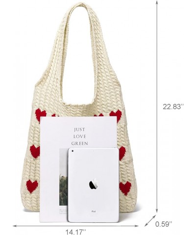 Crochet Beach Bag Tote: Small Knit Bag Summer Shoulder Bag for Vacation Apricot-syle 4 $11.99 Totes