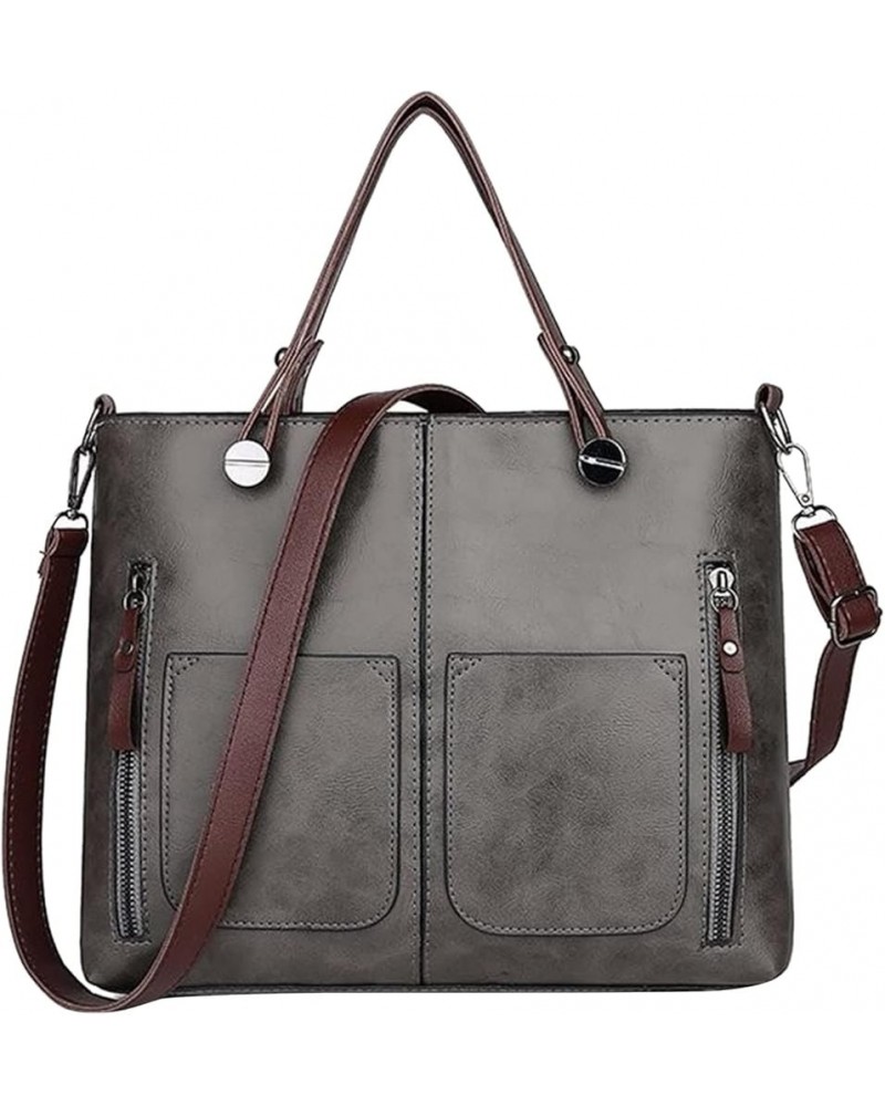 Ladies Bag Can Be Slanted Bag Can Be Handbag Santed Handbag Fashion Leather Bag Men Bags Shoulder Grey $16.48 Crossbody Bags