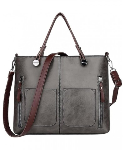 Ladies Bag Can Be Slanted Bag Can Be Handbag Santed Handbag Fashion Leather Bag Men Bags Shoulder Grey $16.48 Crossbody Bags