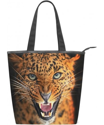 Tote Canvas Shoulder Bag Leopard Wild Animal Womens Handbag $10.32 Shoulder Bags