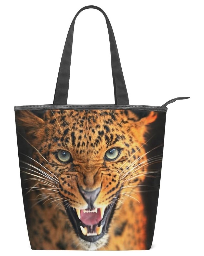 Tote Canvas Shoulder Bag Leopard Wild Animal Womens Handbag $10.32 Shoulder Bags