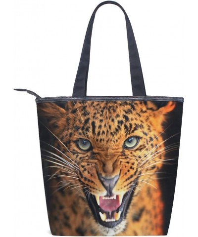 Tote Canvas Shoulder Bag Leopard Wild Animal Womens Handbag $10.32 Shoulder Bags