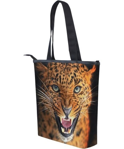 Tote Canvas Shoulder Bag Leopard Wild Animal Womens Handbag $10.32 Shoulder Bags