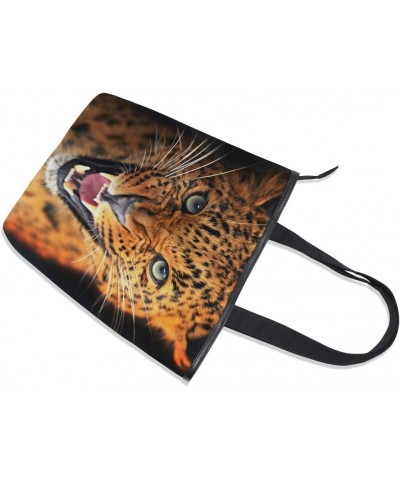 Tote Canvas Shoulder Bag Leopard Wild Animal Womens Handbag $10.32 Shoulder Bags