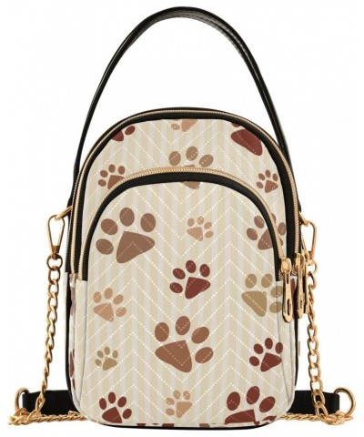 Dog's Brown Footprints Multi Pockets Crossbody Bags for Women Zip Cell Phone Purse Wallet Bag with Detachable Shoulder Strap ...