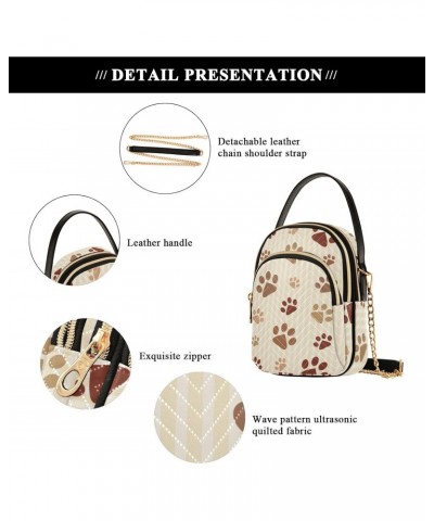 Dog's Brown Footprints Multi Pockets Crossbody Bags for Women Zip Cell Phone Purse Wallet Bag with Detachable Shoulder Strap ...