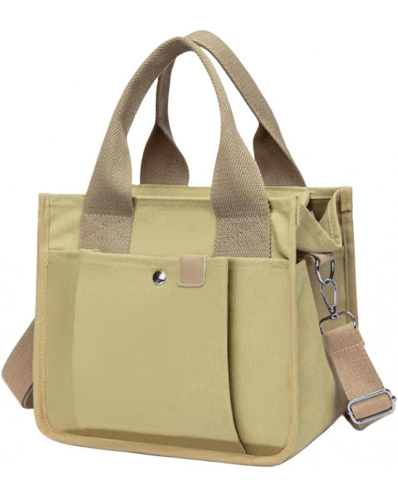 Women's multi compartment canvas tote bag Canvas Crossbody Shoulder Bag with Zipper Satchel Hobo Messenger Bag Khaki $15.65 T...