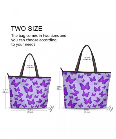 Purple Butterfly Tote Handbags for Women with Zipper Tote Bag for Work School $14.81 Totes