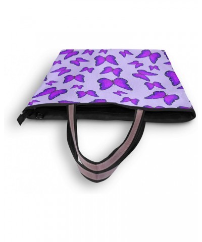 Purple Butterfly Tote Handbags for Women with Zipper Tote Bag for Work School $14.81 Totes