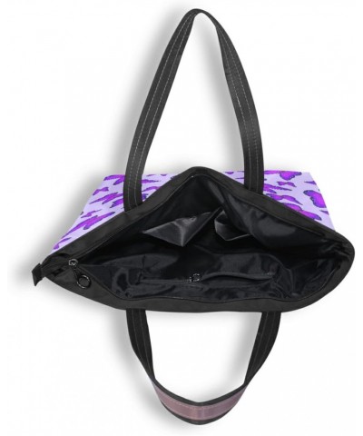 Purple Butterfly Tote Handbags for Women with Zipper Tote Bag for Work School $14.81 Totes