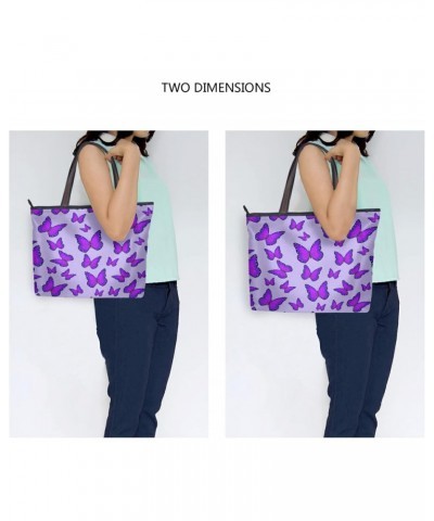 Purple Butterfly Tote Handbags for Women with Zipper Tote Bag for Work School $14.81 Totes