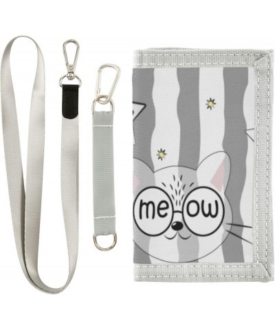 Cute Funny Dog Slim Front Pocket Wallet RFID ID Card Holder Cute Small Wallet with Keychian for Women Kids one size Cat Strip...