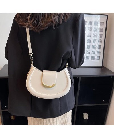 Women Fashion Crossbody Bags Leather Purse and Handbag Everyday Casual Shoulder Bag Tote Small Crescent Bag White $14.52 Cros...