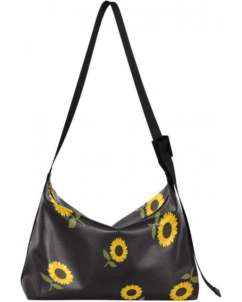 Stylish Sunflowers Crossbody Bag Hobo Handbag Purse Fashion PU Leather Shoulder Bags for Women $14.62 Hobo Bags