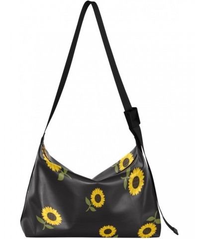 Stylish Sunflowers Crossbody Bag Hobo Handbag Purse Fashion PU Leather Shoulder Bags for Women $14.62 Hobo Bags