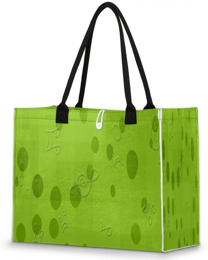 Music Notes Large Tote Bag Grass Green Shoulder Bag For Women Teachers Nurses Work Shopping Travel Handbag Purse $10.21 Totes