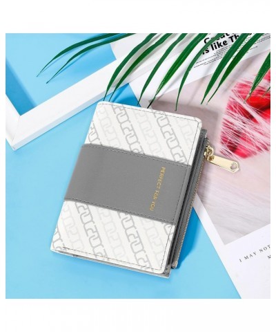 Small Wallet for Women Bifold Leather Coin Purse Card Holder Wallet with Zipper Coin Pocket ID Window Grey $7.94 Wallets