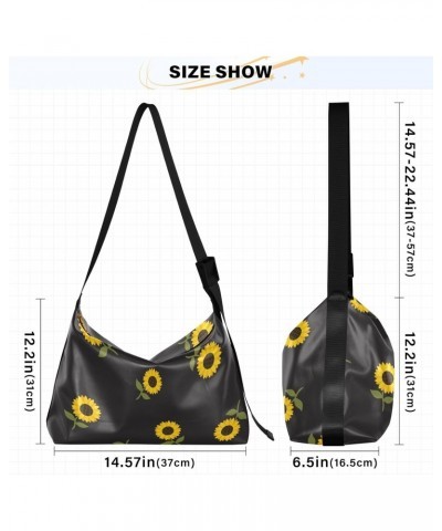 Stylish Sunflowers Crossbody Bag Hobo Handbag Purse Fashion PU Leather Shoulder Bags for Women $14.62 Hobo Bags